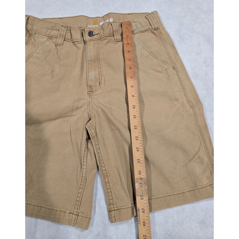 Carhartt Shorts Mens 32 Relaxed Fit Tan Brown Canvas Work Wear Carpenter - Picture 3 of 7